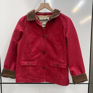 Vintage LLbean Original Barn Coat /Duck Canvas Jacket/ Red/Brown Corduroy